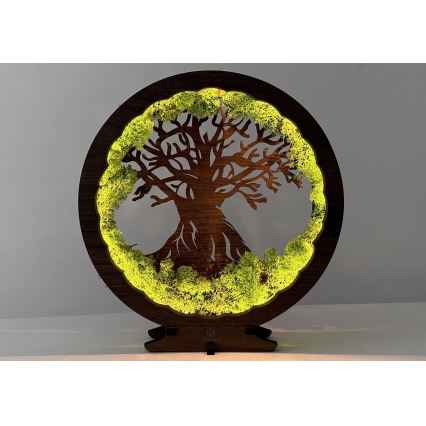 Li-Go 23631/DUB2 - LED ściemnialna dekoracja stołowa LED/12W/230V 30x31 cm dąb/Mech i drzewo