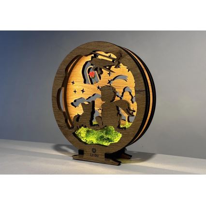 Li-Go 23634/DUB2 - LED ściemnialna dekoracja stołowa LED/12W/230V 20x22 cm dąb/Mały Książę z różą