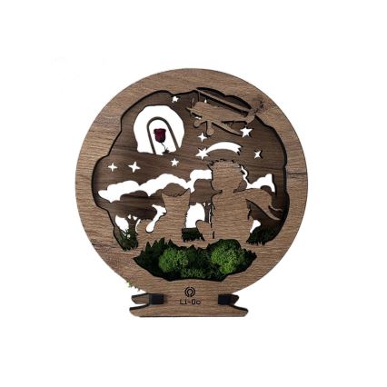 Li-Go 23634/DUB2 - LED ściemnialna dekoracja stołowa LED/12W/230V 20x22 cm dąb/Mały Książę z różą