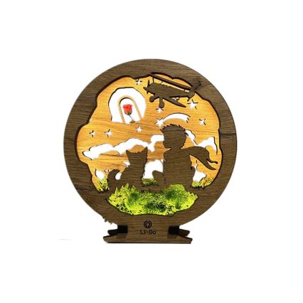 Li-Go 23634/DUB2 - LED ściemnialna dekoracyjna lampka stołowa LED/12W/230V 20x22 cm dąb/Mały Książę z różą