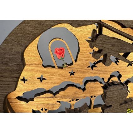 Li-Go 23634/DUB2 - LED ściemnialna dekoracyjna lampka stołowa LED/12W/230V 20x22 cm dąb/Mały Książę z różą