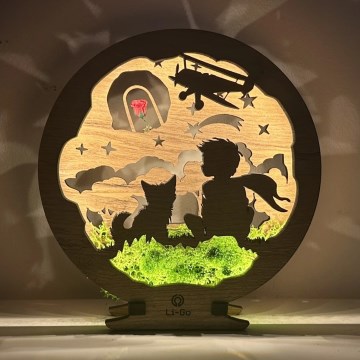 Li-Go 23634/DUB2 - LED ściemnialna dekoracyjna lampka stołowa LED/12W/230V 20x22 cm dąb/Mały Książę z różą