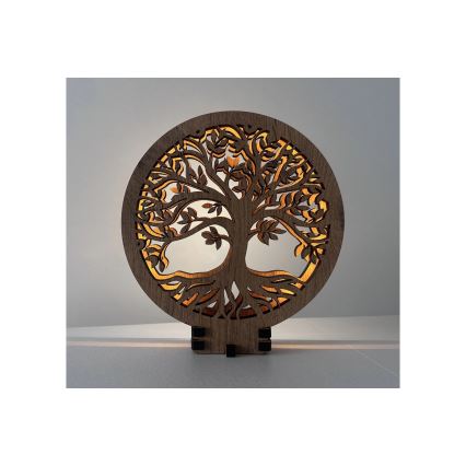 Li-Go 23648/DUB2 - Ściemnialna dekoracyjna lampa stołowa LED/12W/230V 30x31 cm dąb/Drzewo życia