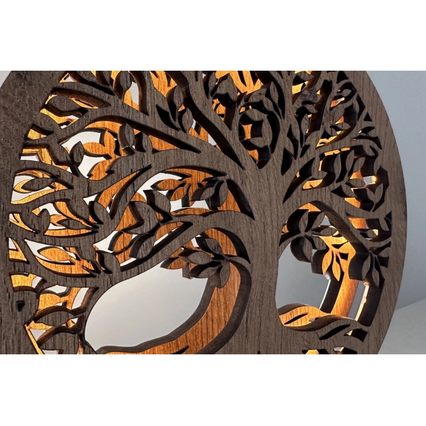 Li-Go 23648/DUB2 - Ściemnialna dekoracyjna lampa stołowa LED/12W/230V 30x31 cm dąb/Drzewo życia