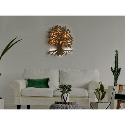 Li-Go 23673/DUB2 - ściemnialna dekoracja ścienna LED/10W/5V 20000 mAh 45x55 cm dąb + zdalne sterowanie (pilot)