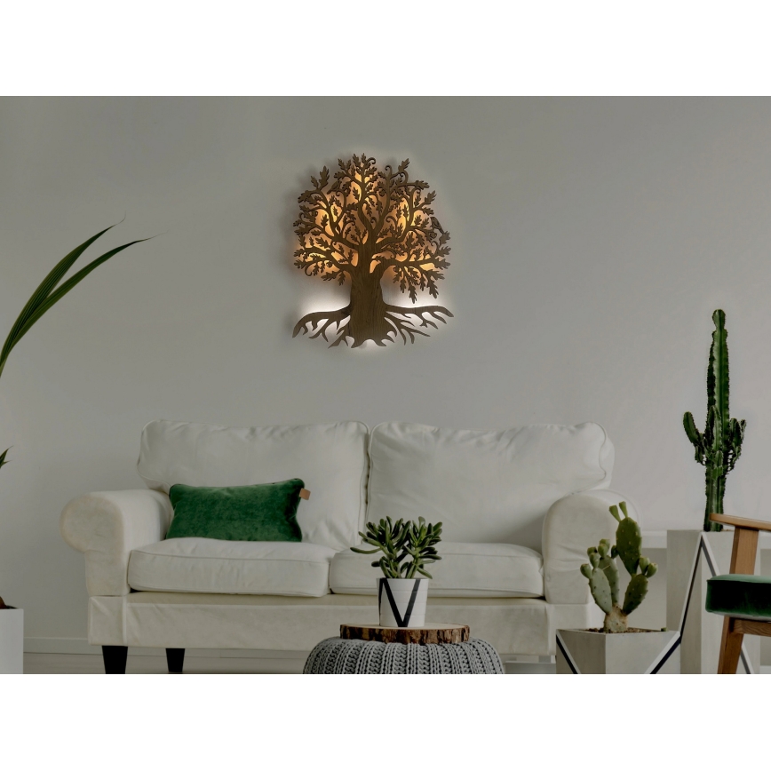 Li-Go 23673/DUB2 - ściemnialna dekoracja ścienna LED/10W/5V 20000 mAh 45x55 cm dąb + zdalne sterowanie (pilot)