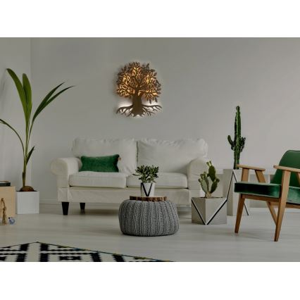 Li-Go 23673/DUB2 - ściemnialna dekoracja ścienna LED/10W/5V 20000 mAh 45x55 cm dąb + zdalne sterowanie (pilot)