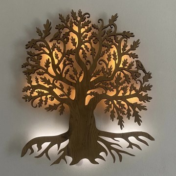 Li-Go 23673/DUB2 - ściemnialna dekoracja ścienna LED/10W/5V 20000 mAh 45x55 cm dąb + zdalne sterowanie (pilot)