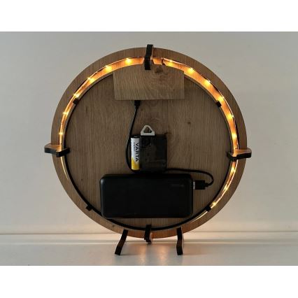 Li-Go 23712/DUB/BAT2 - LED ściemnialny zegar z czujnikiem ruchu LED/10W/5V 20000 mAh + 1xAA średnica 32 cm dąb/Mały Książę