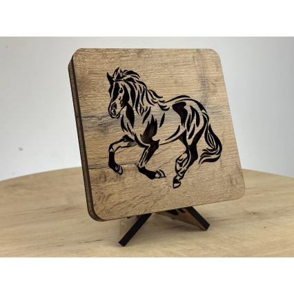 Li-Go 4070/DUB2 - Dekoracyjna lampa stołowa LED/12W/230V 19x19 cm dąb/koń