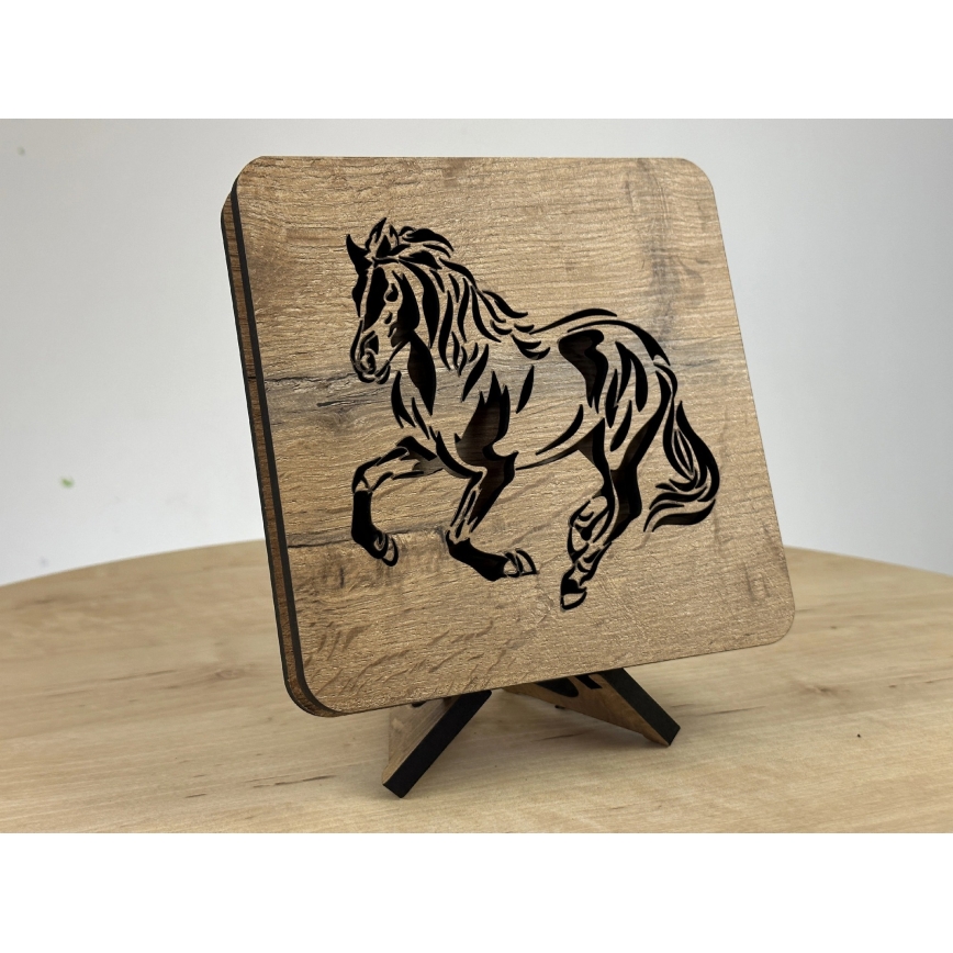 Li-Go 4070/DUB2 - Dekoracyjna lampa stołowa LED/12W/230V 19x19 cm dąb/koń