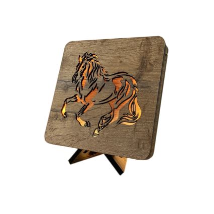 Li-Go 4070/DUB2 - Dekoracyjna lampa stołowa LED/12W/230V 19x19 cm dąb/koń