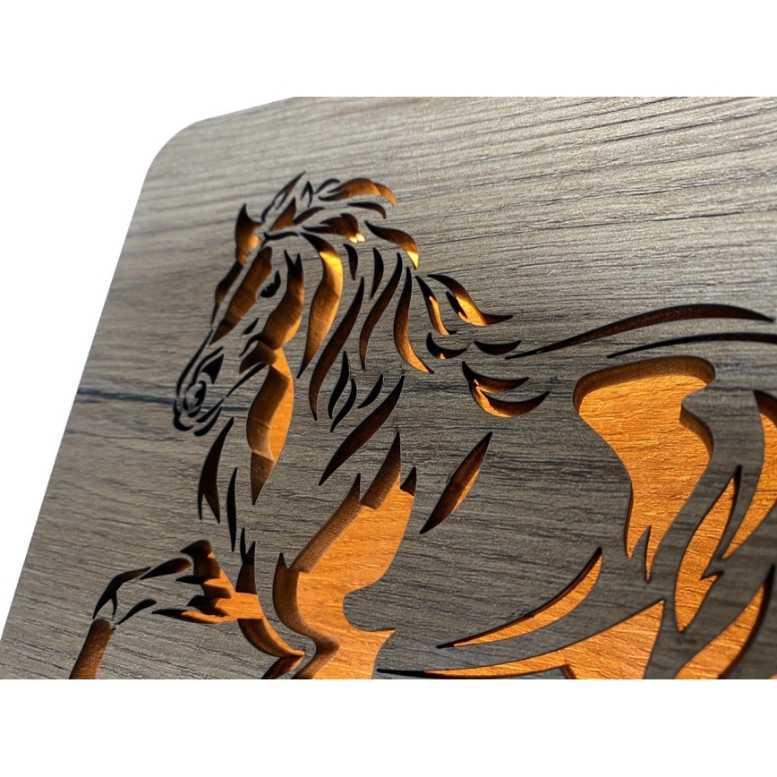 Li-Go 4070/DUB2 - Dekoracyjna lampa stołowa LED/12W/230V 19x19 cm dąb/koń