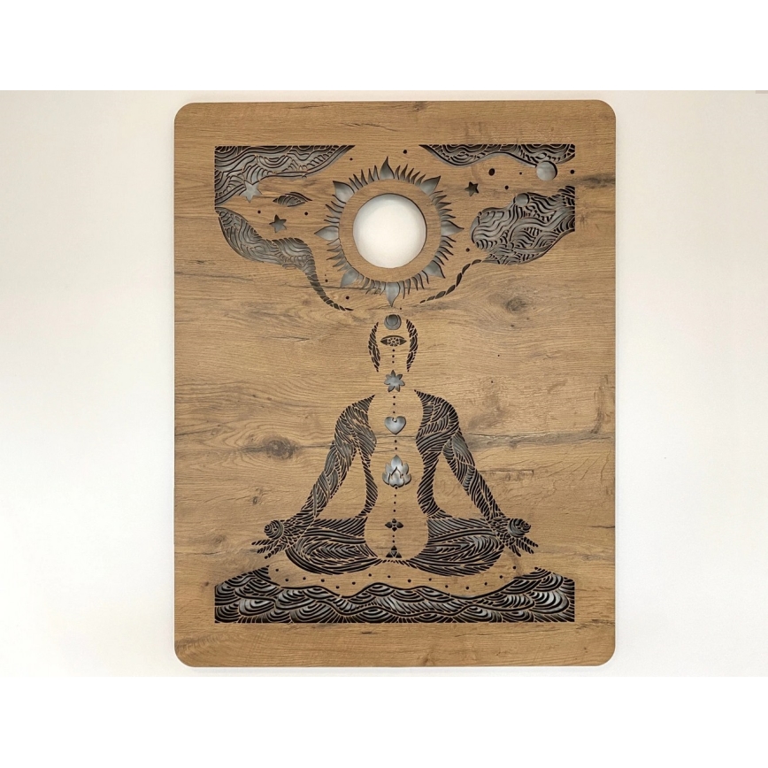 Li-Go 4421/A/4 - LED ściemnialna dekoracja ścienna LED/10W/5V 30000 mAh 70x90 cm dąb/czakry