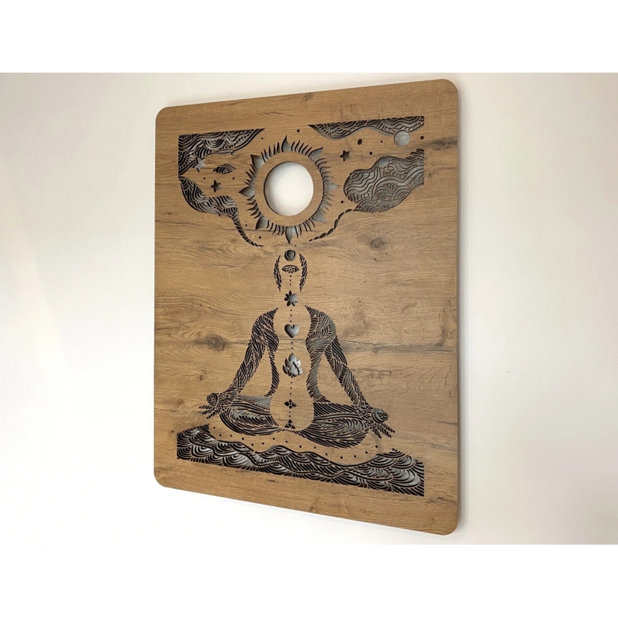 Li-Go 4421/A/4 - LED ściemnialna dekoracja ścienna LED/10W/5V 30000 mAh 70x90 cm dąb/czakry