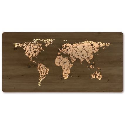 Li-Go 4457/A/4 - Ściemnialna dekoracja ścienna LED/10W/5V 30000 mAh 120x60 cm dąb/Mapa świata