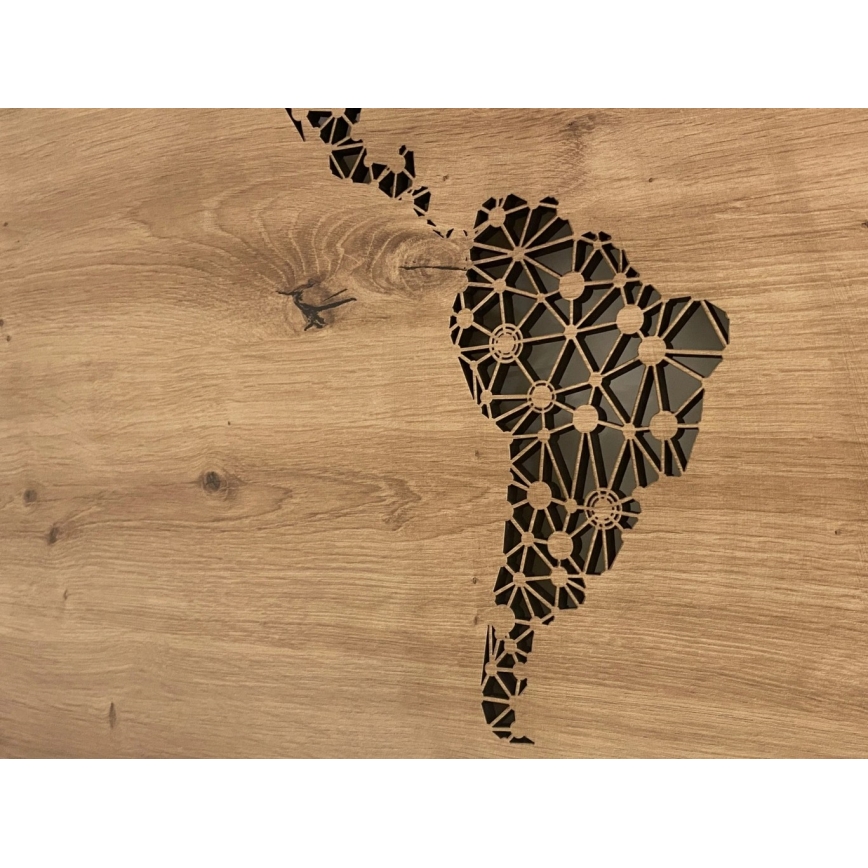 Li-Go 4457/A/4 - Ściemnialna dekoracja ścienna LED/10W/5V 30000 mAh 120x60 cm dąb/Mapa świata