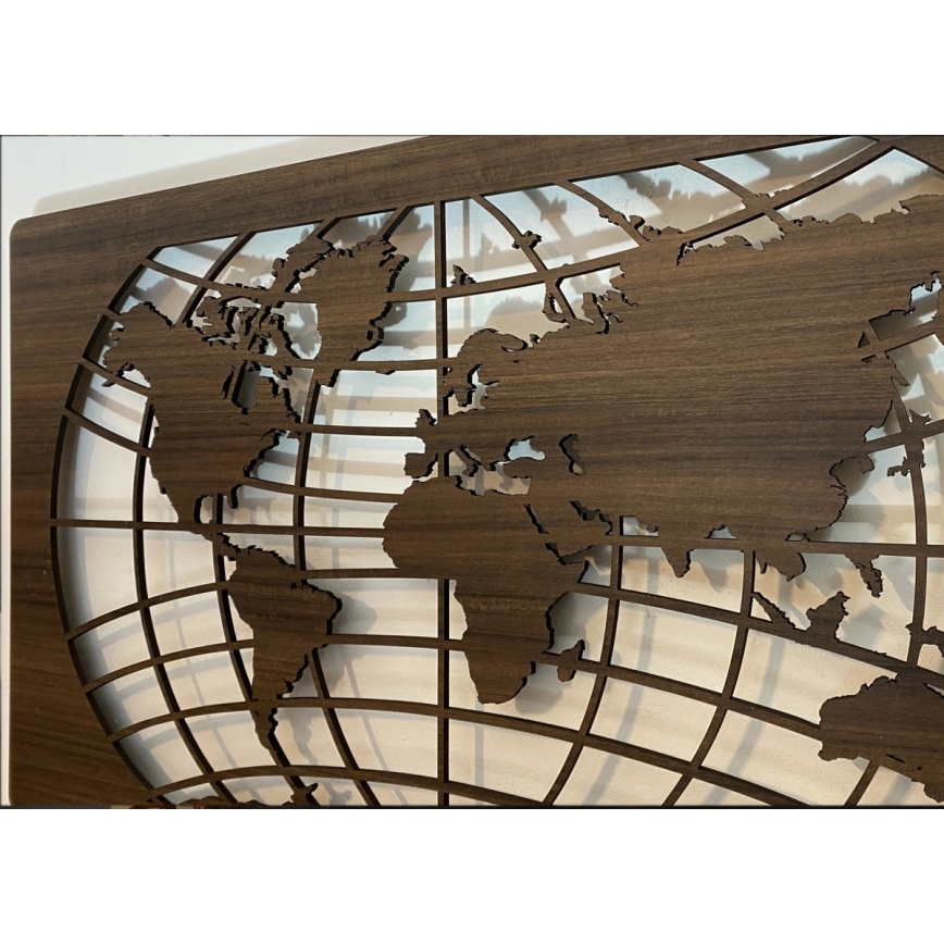 Li-Go 4709/DUB2 - LED RGBW ściemnialna dekoracja ścienna LED/24W/230V 125x74 cm dąb/Mapa świata z równoleżnikami + zdalne sterowanie