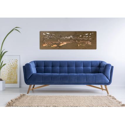 Li-Go 4778/A/4 - Ściemnialna dekoracja ścienna LED LED/10W/5V 30000 mAh 120x40 cm dąb/Jezioro