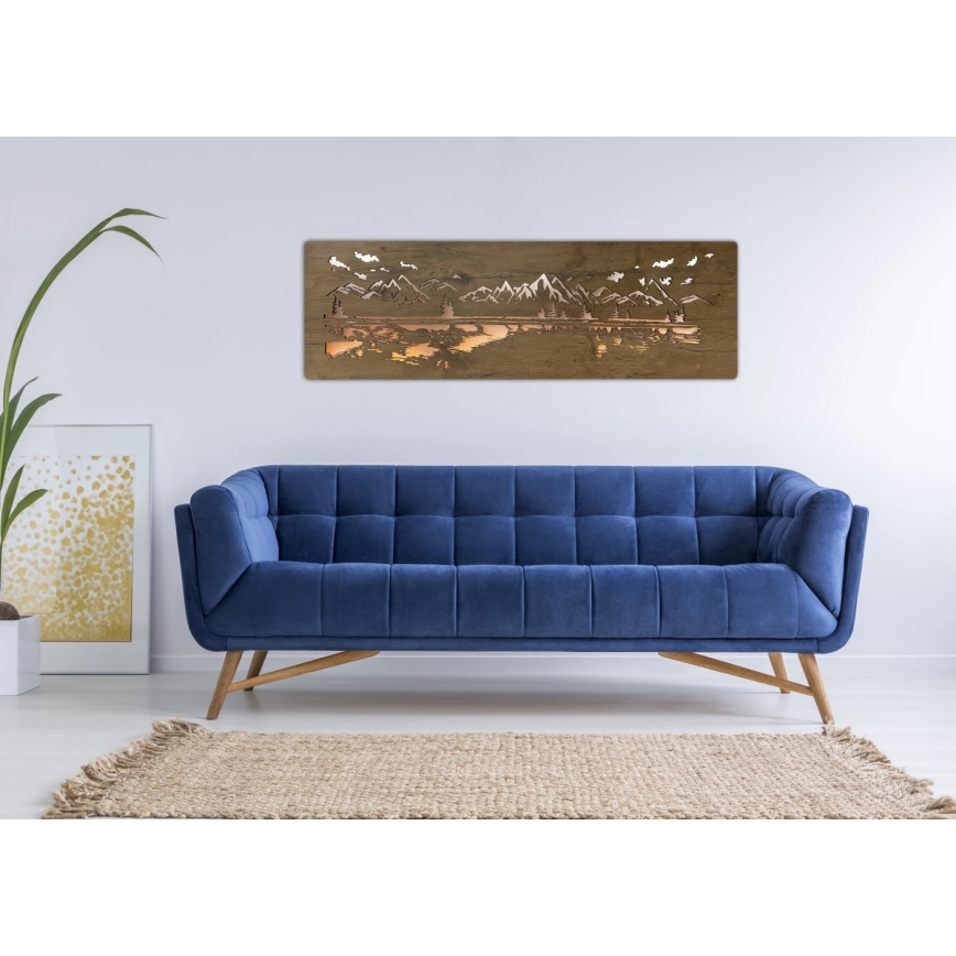 Li-Go 4778/A/4 - Ściemnialna dekoracja ścienna LED LED/10W/5V 30000 mAh 120x40 cm dąb/Jezioro