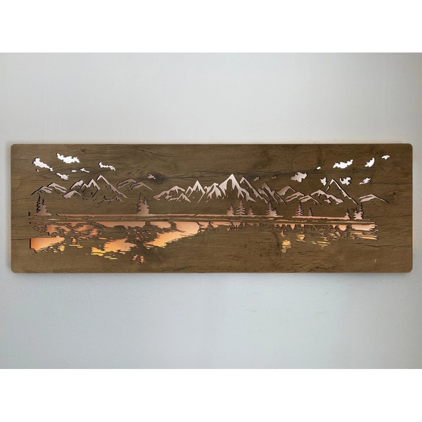 Li-Go 4778/A/4 - Ściemnialna dekoracja ścienna LED LED/10W/5V 30000 mAh 120x40 cm dąb/Jezioro