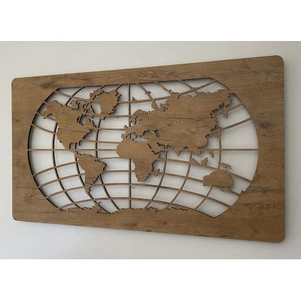 Li-Go 4868/DUB2 - LED Ściemnialna dekoracja ścienna LED/24W/230V 110x60 cm dąb/Mapa świata równoleżniki