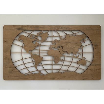 Li-Go 4868/DUB2 - LED Ściemnialna dekoracja ścienna LED/24W/230V 110x60 cm dąb/Mapa świata równoleżniki