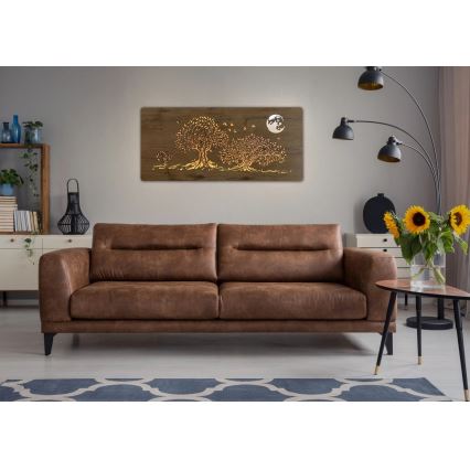 Li-Go 5042/DUB2 - LED ściemnialna dekoracja ścienna LED/24W/230V 110x50 cm dąb/Trzy dęby i księżyc