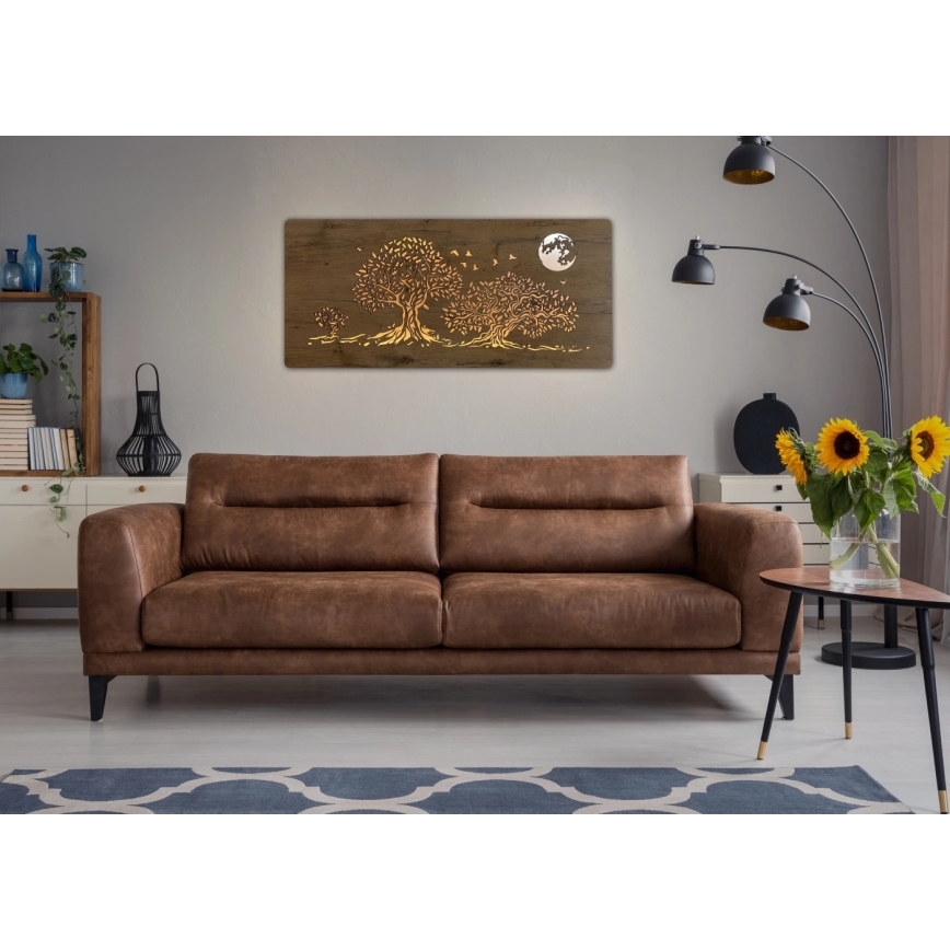 Li-Go 5042/DUB2 - LED ściemnialna dekoracja ścienna LED/24W/230V 110x50 cm dąb/Trzy dęby i księżyc