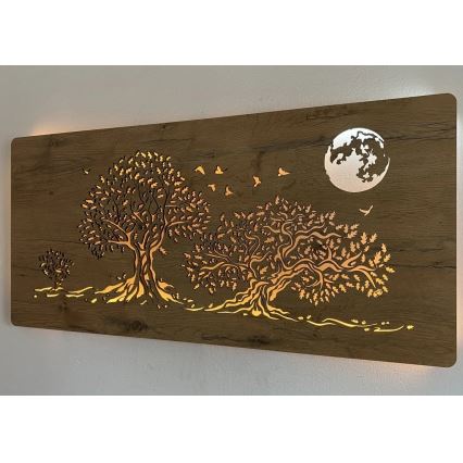 Li-Go 5042/DUB2 - LED ściemnialna dekoracja ścienna LED/24W/230V 110x50 cm dąb/Trzy dęby i księżyc