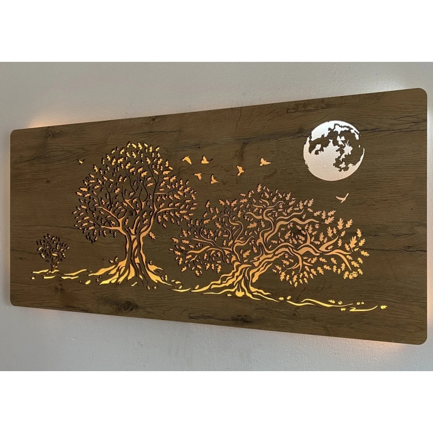 Li-Go 5042/DUB2 - LED ściemnialna dekoracja ścienna LED/24W/230V 110x50 cm dąb/Trzy dęby i księżyc