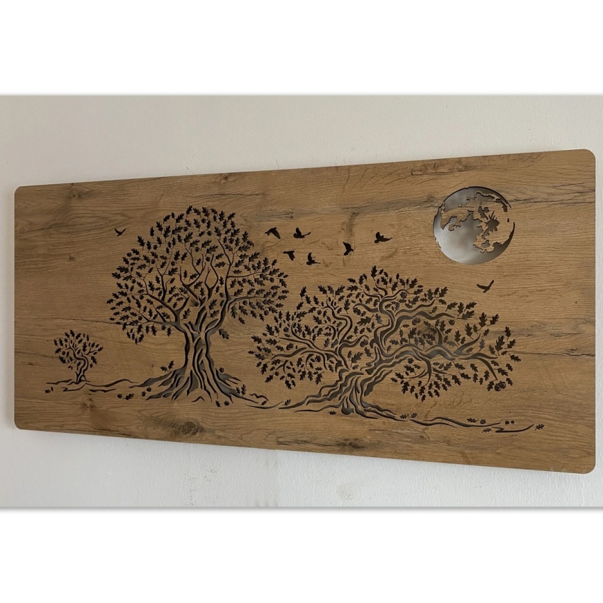 Li-Go 5042/DUB2 - LED ściemnialna dekoracja ścienna LED/24W/230V 110x50 cm dąb/Trzy dęby i księżyc