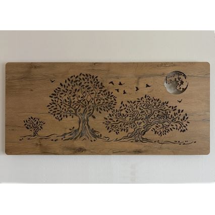 Li-Go 5042/DUB2 - LED ściemnialna dekoracja ścienna LED/24W/230V 110x50 cm dąb/Trzy dęby i księżyc