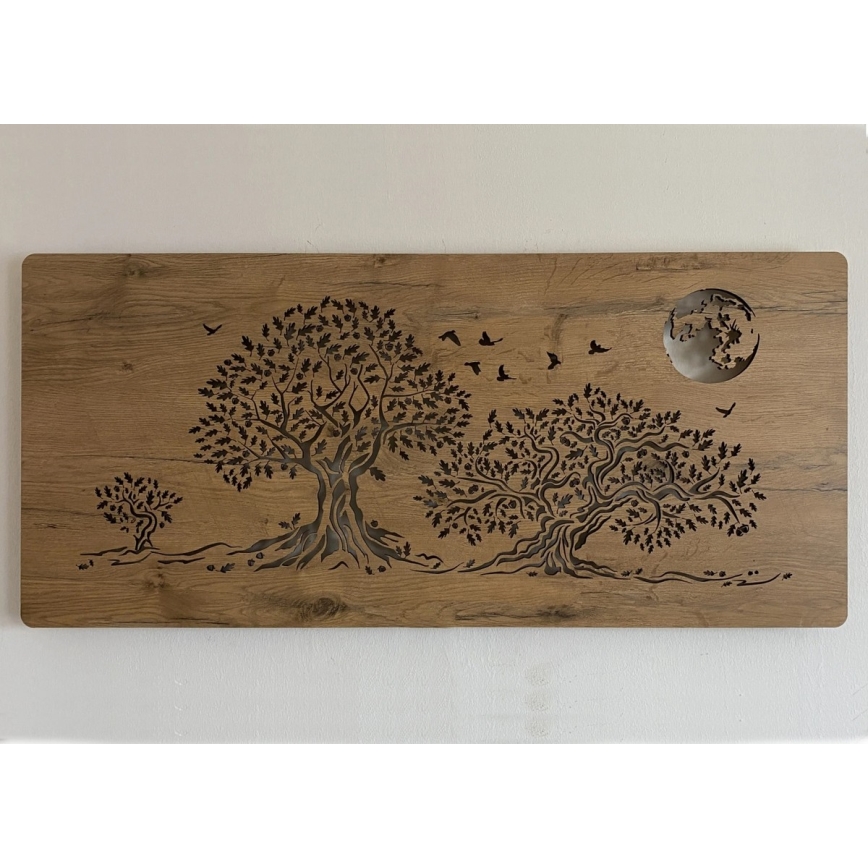 Li-Go 5042/DUB2 - LED ściemnialna dekoracja ścienna LED/24W/230V 110x50 cm dąb/Trzy dęby i księżyc