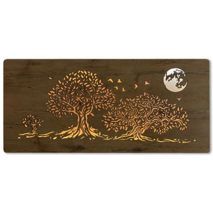 Li-Go 5042/DUB2 - LED ściemnialna dekoracja ścienna LED/24W/230V 110x50 cm dąb/Trzy dęby i księżyc