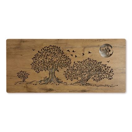 Li-Go 5042/DUB2 - LED ściemnialna dekoracja ścienna LED/24W/230V 110x50 cm dąb/Trzy dęby i księżyc