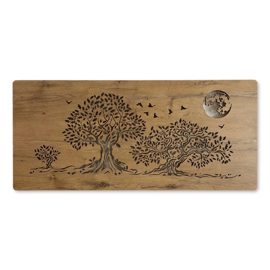 Li-Go 5042/DUB2 - LED ściemnialna dekoracja ścienna LED/24W/230V 110x50 cm dąb/Trzy dęby i księżyc