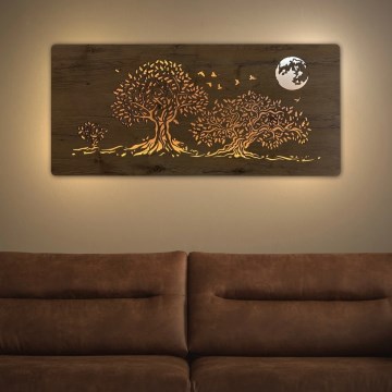 Li-Go 5042/DUB2 - LED ściemnialna dekoracja ścienna LED/24W/230V 110x50 cm dąb/Trzy dęby i księżyc