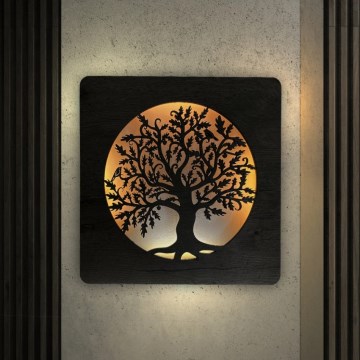 Li-Go 5275/DUB2 - ściemnialny zegar LED/10W/5V 20000 mAh 42x42 cm dąb/dąb w kole + zdalne sterowanie