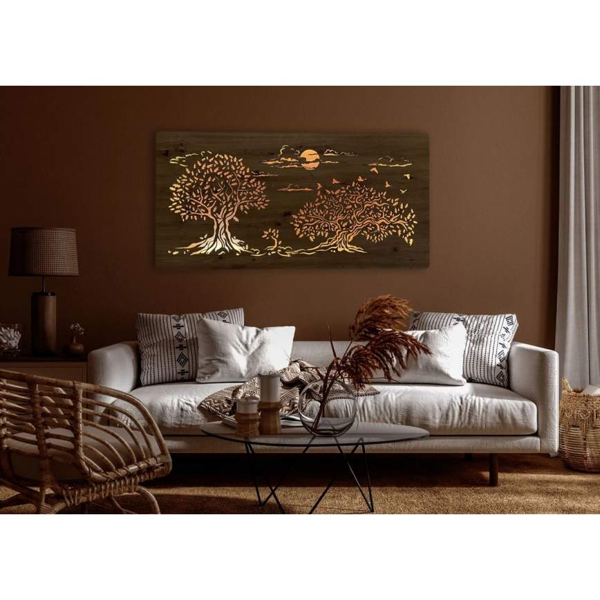 Li-Go 5307/DUB2 - LED ściemnialna dekoracja naścienna LED/24W/230V 120x60 cm dąb/Trzy dęby