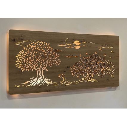 Li-Go 5307/DUB2 - LED ściemnialna dekoracja naścienna LED/24W/230V 120x60 cm dąb/Trzy dęby