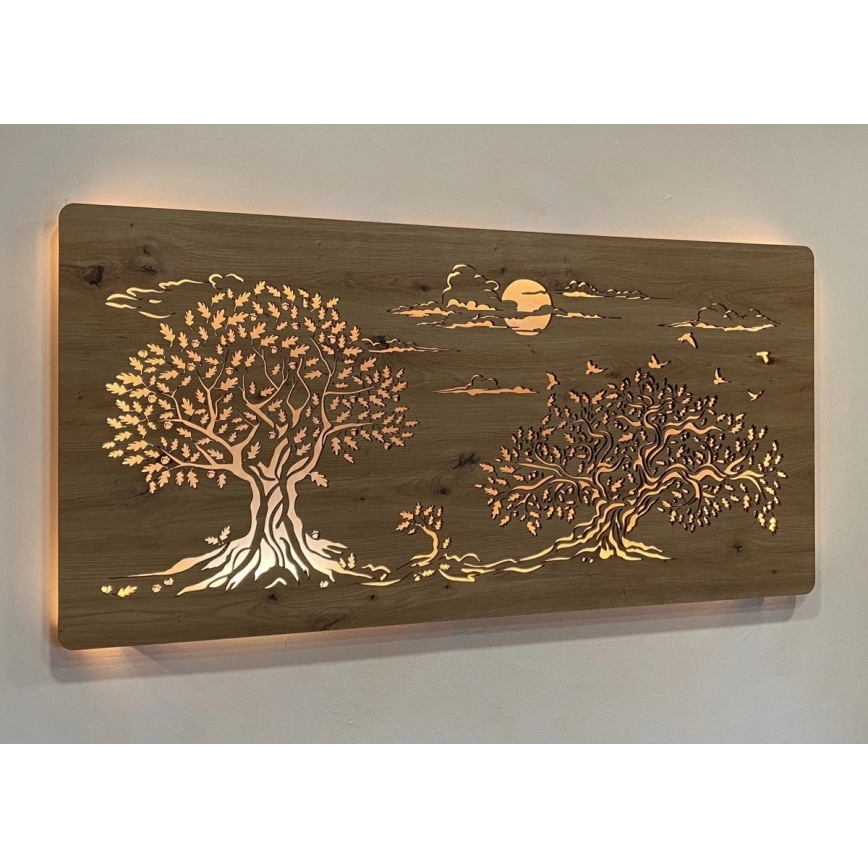 Li-Go 5307/DUB2 - LED ściemnialna dekoracja naścienna LED/24W/230V 120x60 cm dąb/Trzy dęby