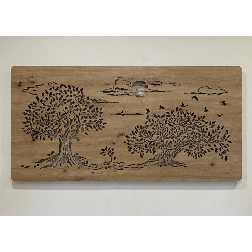 Li-Go 5307/DUB2 - LED ściemnialna dekoracja naścienna LED/24W/230V 120x60 cm dąb/Trzy dęby