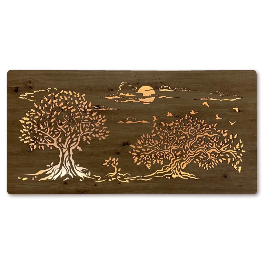 Li-Go 5307/DUB2 - LED ściemnialna dekoracja naścienna LED/24W/230V 120x60 cm dąb/Trzy dęby