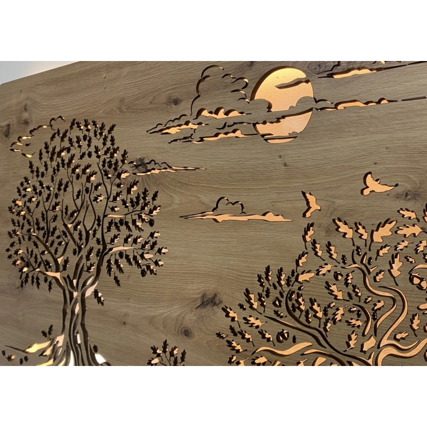 Li-Go 5307/DUB2 - LED ściemnialna dekoracja naścienna LED/24W/230V 120x60 cm dąb/Trzy dęby