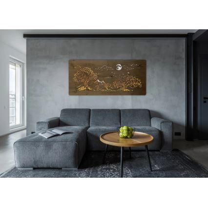 Li-Go 5478/DUB2 - LED ściemnialna dekoracja ścienna LED/24W/230V 130x60 cm dąb/Cztery dęby i księżyc