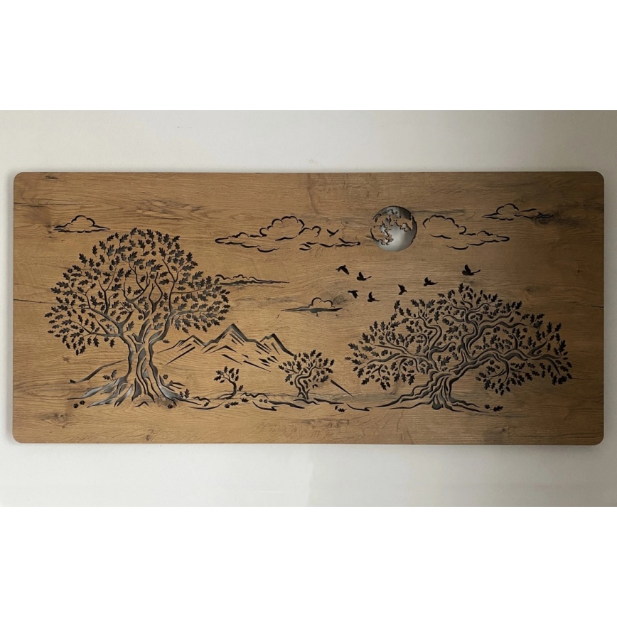 Li-Go 5478/DUB2 - LED ściemnialna dekoracja ścienna LED/24W/230V 130x60 cm dąb/Cztery dęby i księżyc