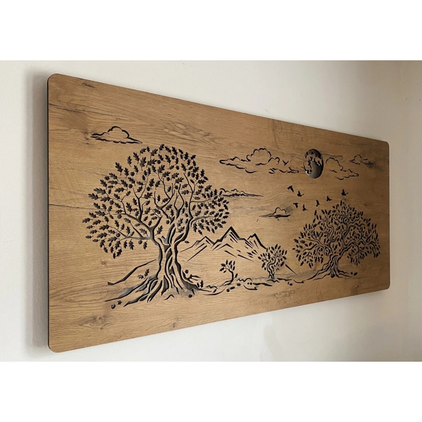 Li-Go 5478/DUB2 - LED ściemnialna dekoracja ścienna LED/24W/230V 130x60 cm dąb/Cztery dęby i księżyc