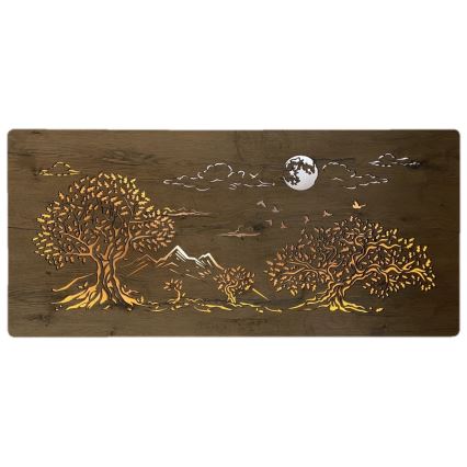 Li-Go 5478/DUB2 - LED ściemnialna dekoracja ścienna LED/24W/230V 130x60 cm dąb/Cztery dęby i księżyc