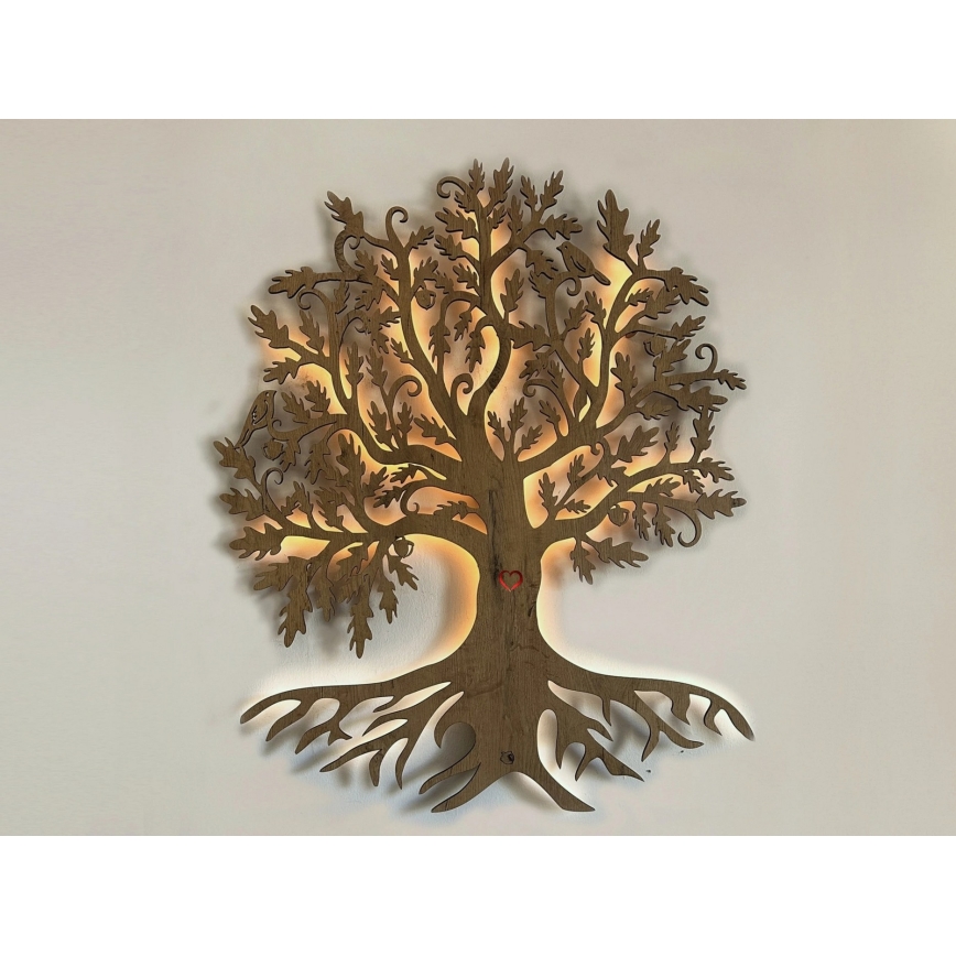 Li-Go 5729/DUB2 - LED dekoracja ścienna z czujnikiem ruchu LED/10W/5V 90x110 cm dąb